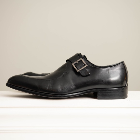Maison Forte Eli Buckle Strap Dress Shoes Black Leather Mens Sz 13 Pointed Toe - Picture 3 of 7